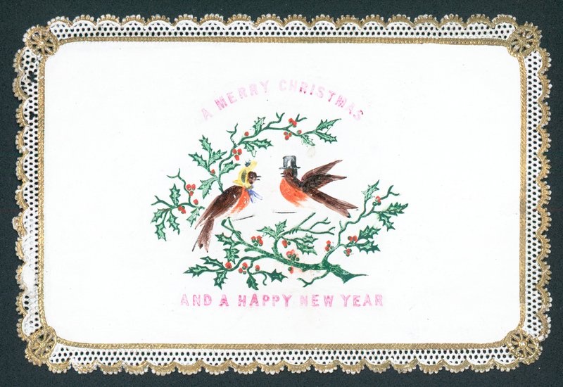 Robins wearing hats by English School