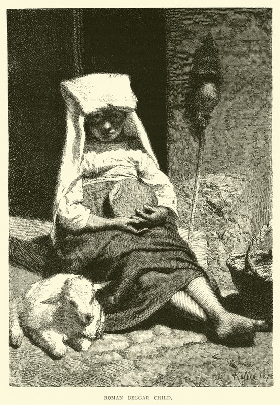 Roman Beggar Child by English School