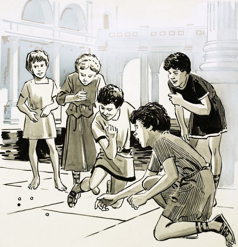 Roman children playing marbles by English School