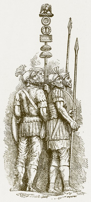Roman Soldiers, Illustration for History of England by H. O. Arnold-Forster, Published 1897 by English School