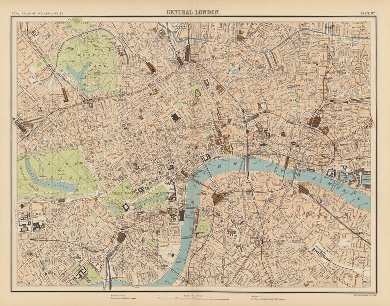 Royal Atlas, c 1900: Central London by English School