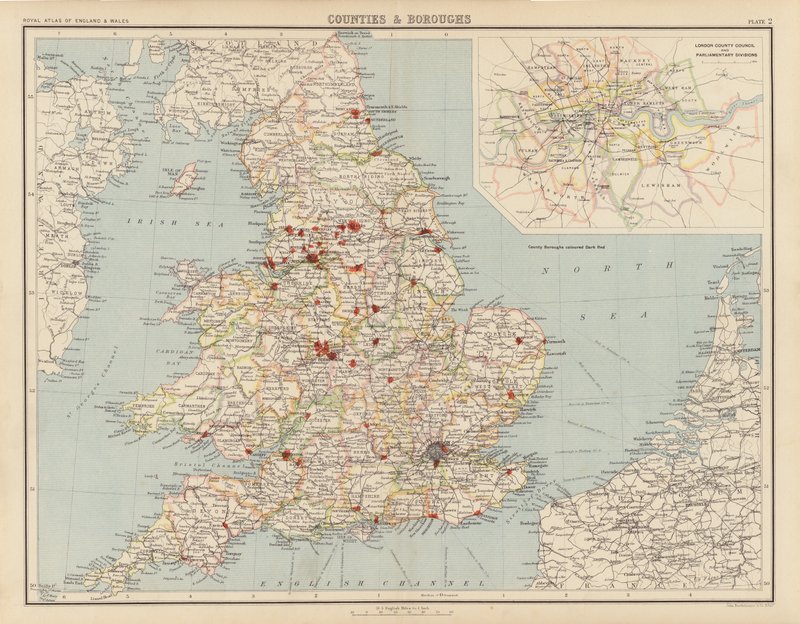 Royal Atlas, c 1900: Counties and Boroughs by English School