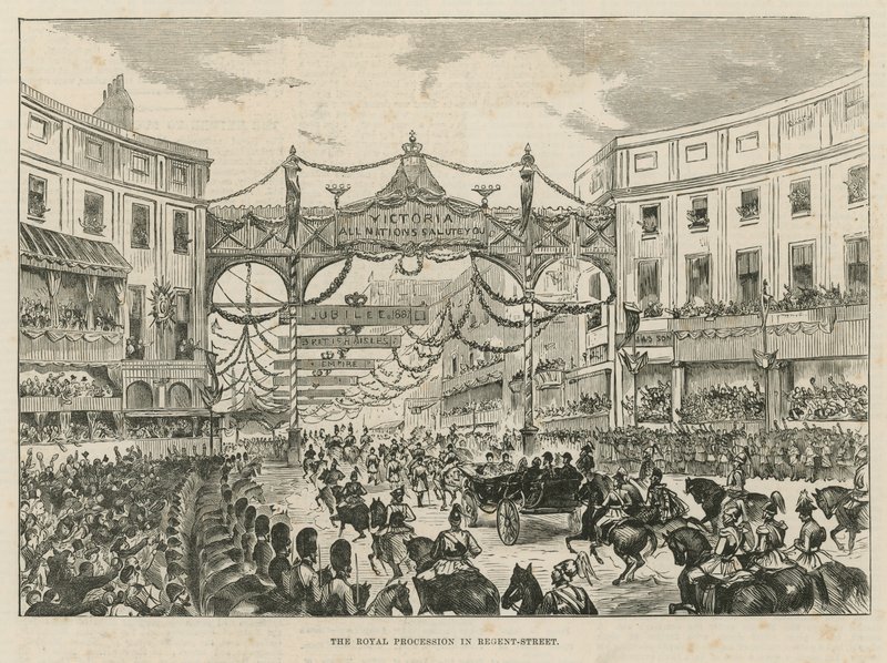 Royal procession in Regent Street by English School