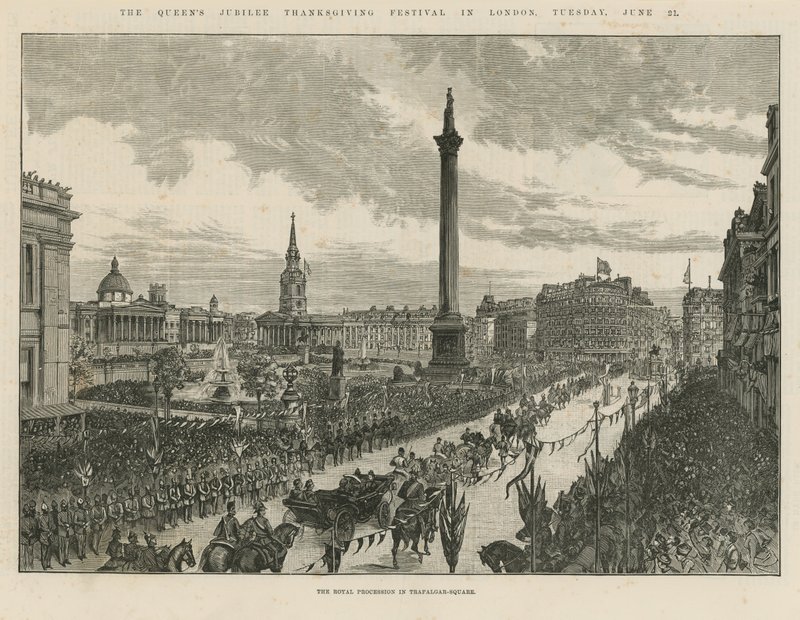 Royal Procession in Trafalgar Square by English School