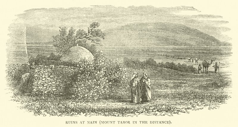 Ruins at Nain, Mount Tabor in the Distance by English School