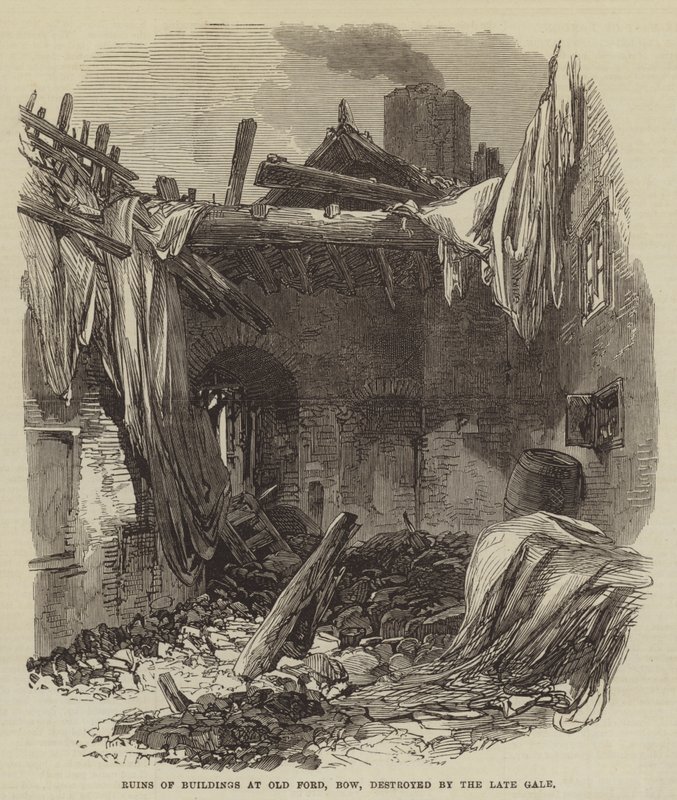 Ruins of Buildings at Old Ford, Bow, destroyed by the late Gale by English School