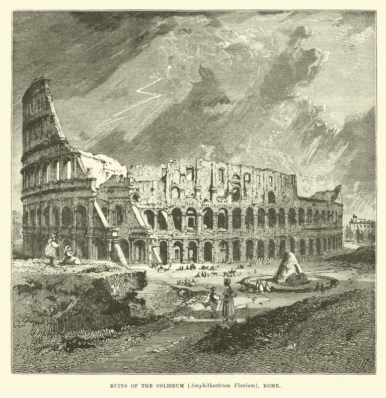 Ruins of the Coliseum, Amphitheatrum Flavium, Rome by English School