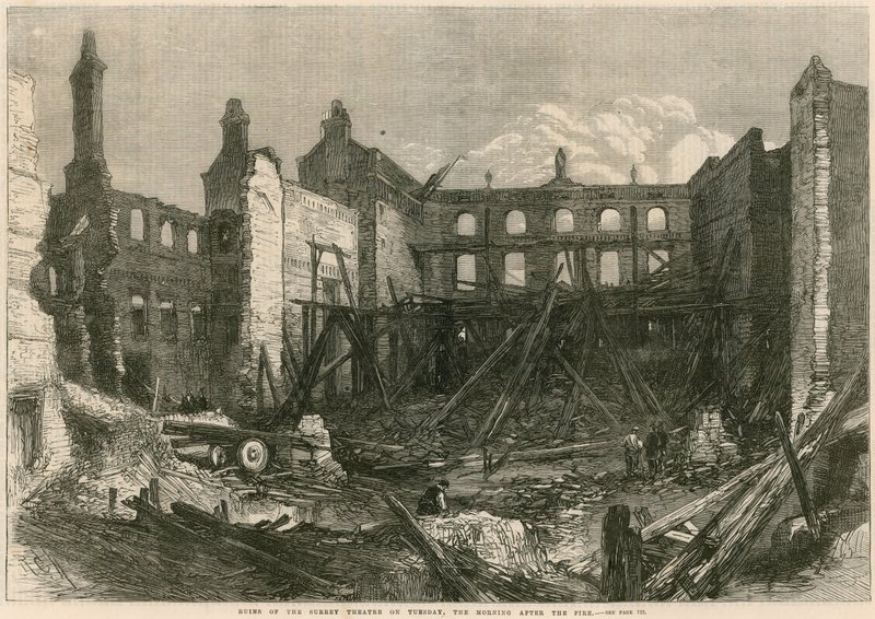 Ruins of the Surrey Theatre on Tuesday, the morning after the fire by English School