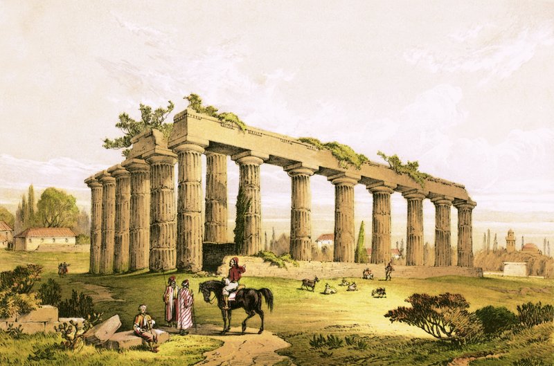 Ruins of the temple at Corinth by English School