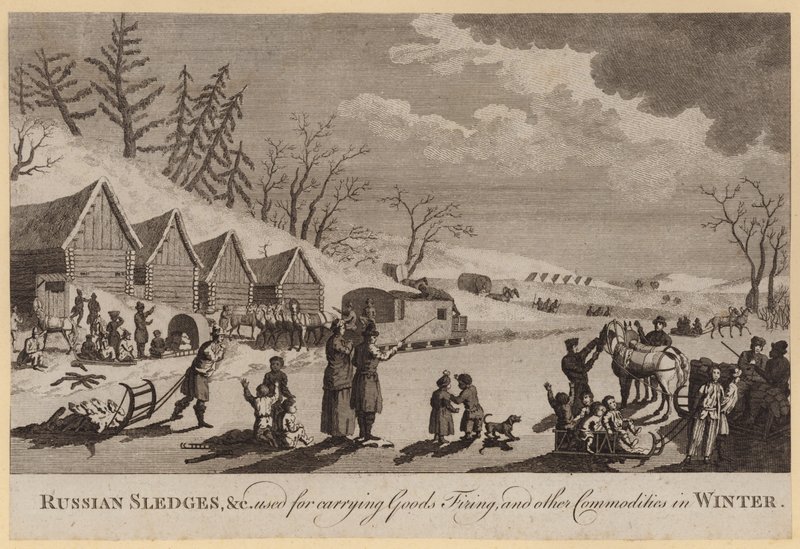 Russian Sledges, etc used for carrying Goods, Firing, and other Commodities in Winter by English School