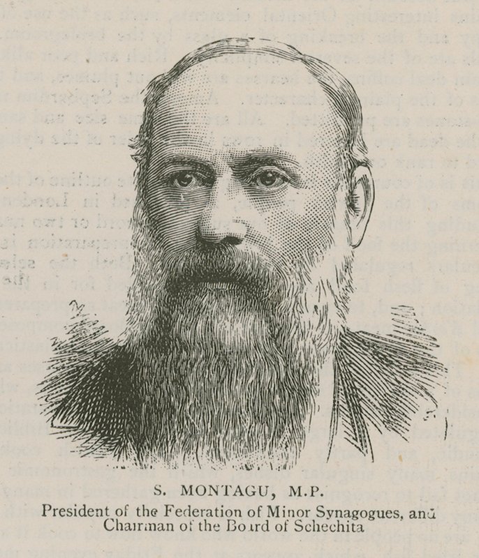 S Montagu, MP, President of the Federation of Minor Synagogues and Chairman of the Board of Schechita by English School