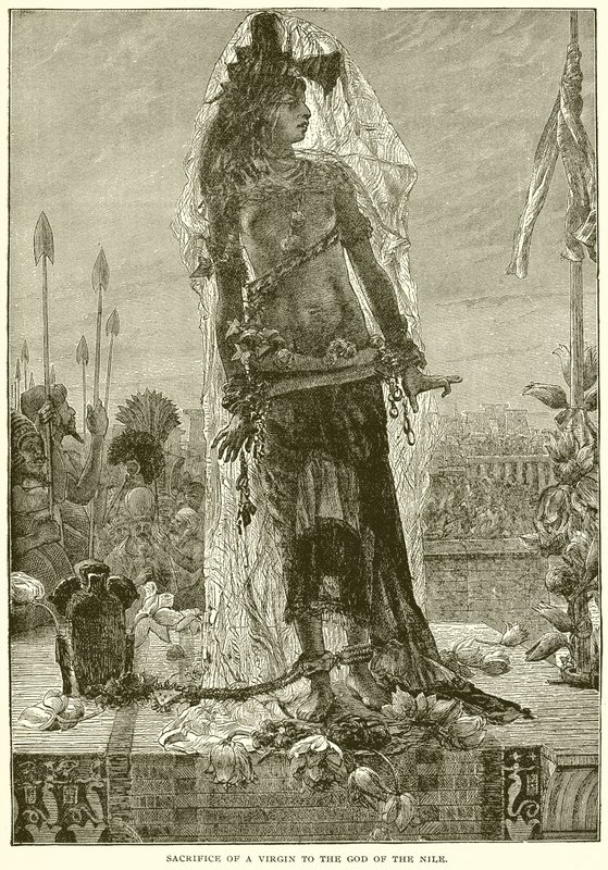 Sacrifice of a Virgin to the God of the Nile by English School