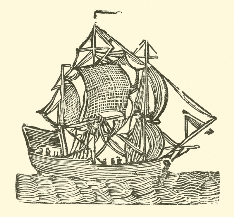 Sailing ship by English School