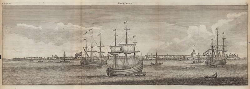 Sailing Ships off Archangel, Russia by English School