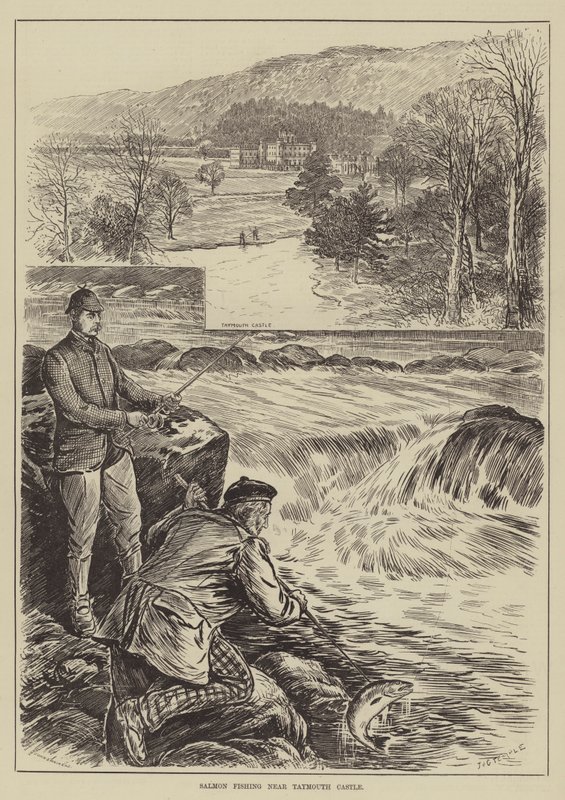 Salmon Fishing near Taymouth Castle by English School