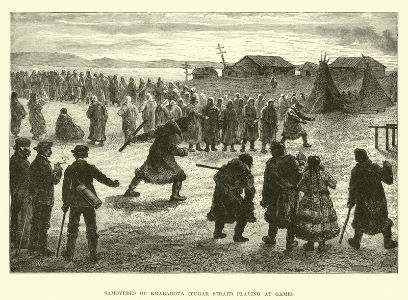 Samoyedes of Khabarova (Yugar Strait) Playing at Games by English School