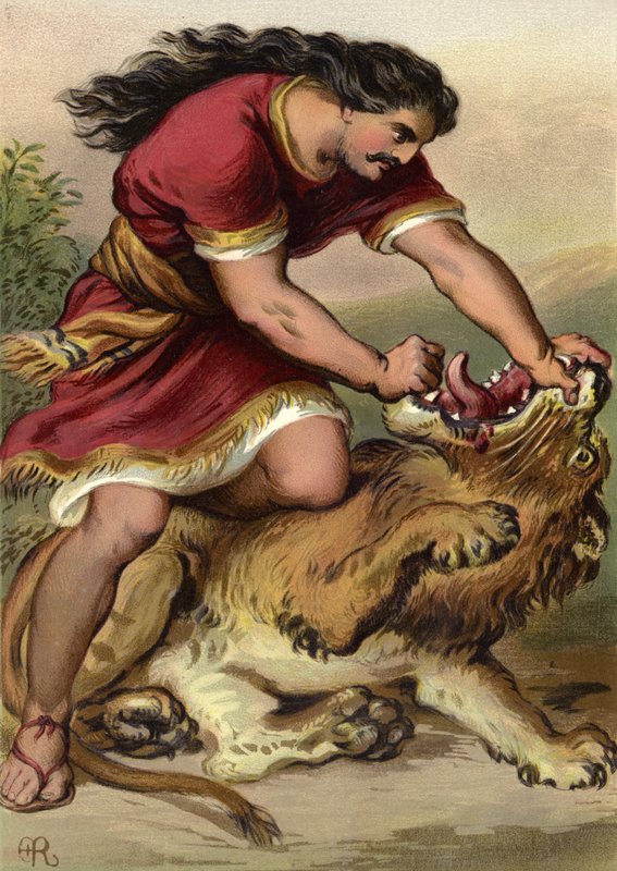 Samson Slaying the Lion by English School
