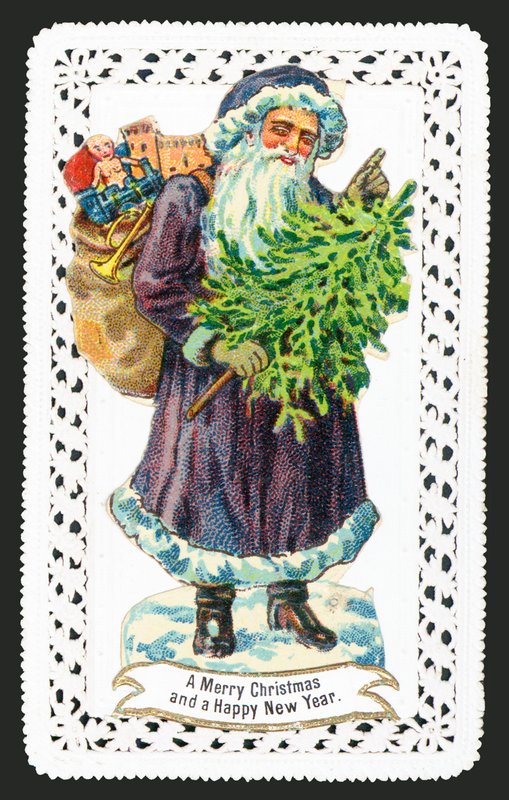 Santa Claus with Toy Sack and Tree by English School