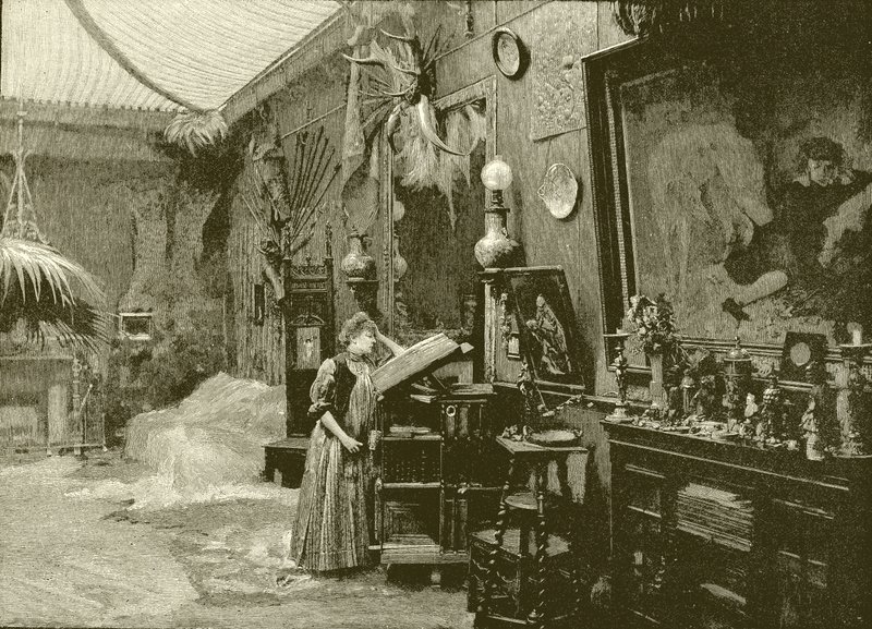 Sarah Bernhardt in her studio by English School