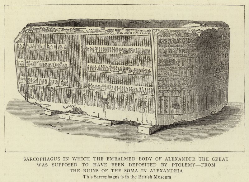 Sarcophagus in which the Embalmed Body of Alexander the Great was Supposed to Have Been Deposited by Ptolemy, from the Ruins of the Soma in Alexandria by English School