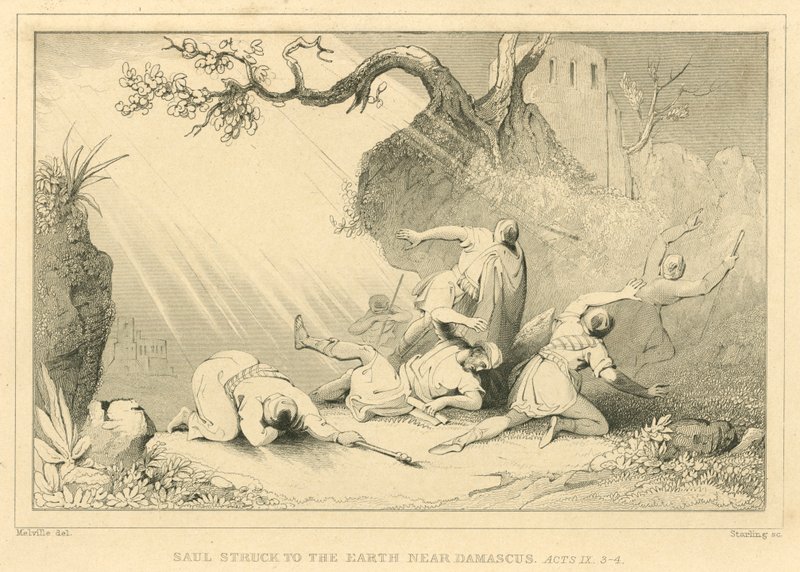 Saul Struck to the Earth near Damascus, Acts IX, 3-4 by English School