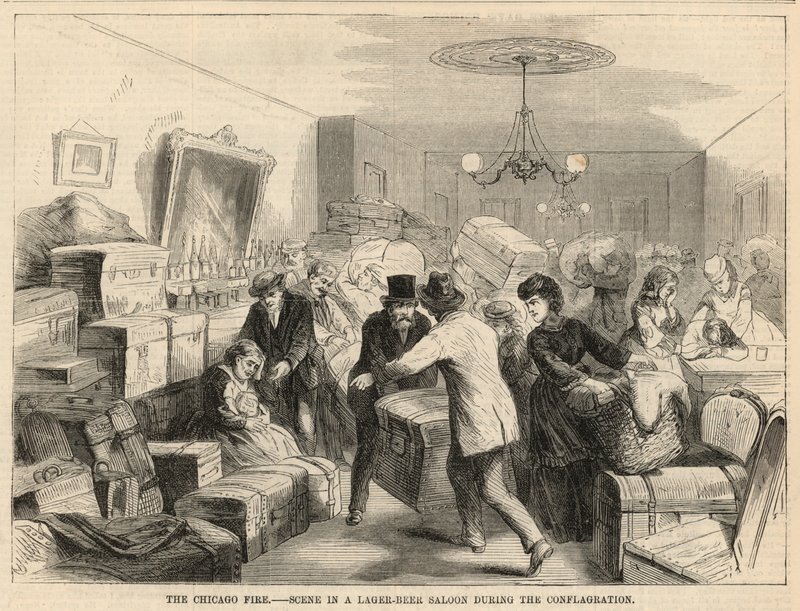 Scene in a Lager-Beer Saloon During the Conflagration by English School