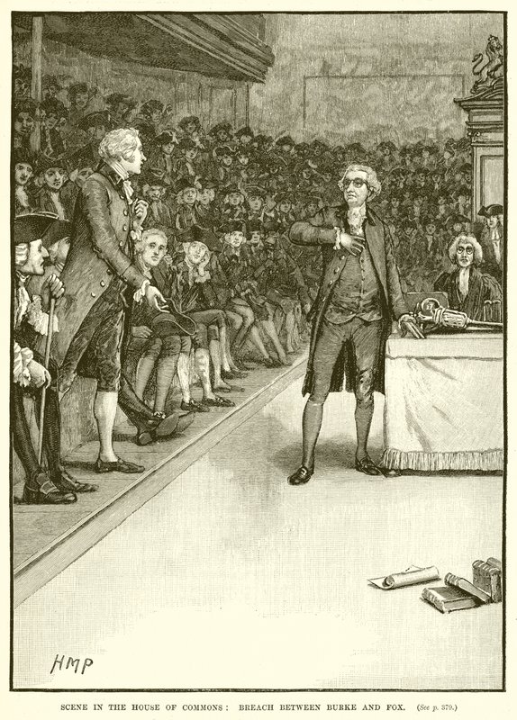 Scene in the House of Commons: Breach between Burke and Fox by English School