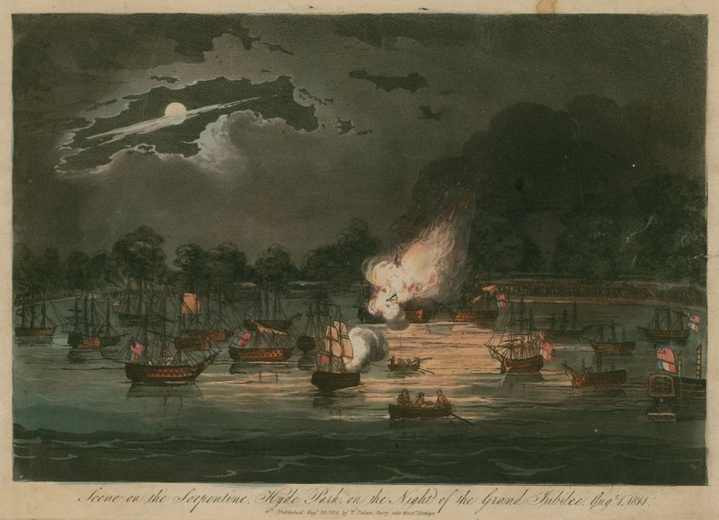 Scene on the Serpentine, Hyde Park, London, on the Night of the Grand Jubilee by English School