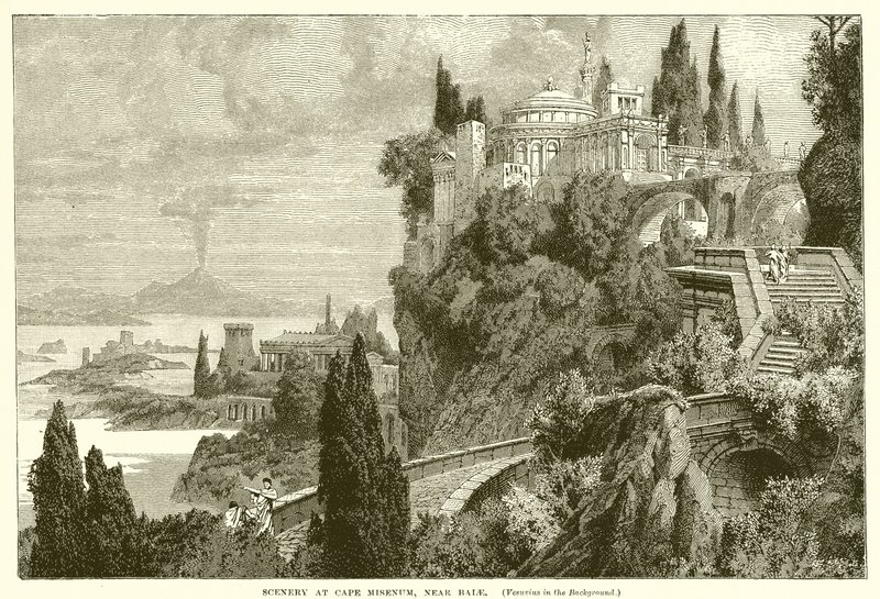 Scenery at Cape Misenum, Near Baiae by English School