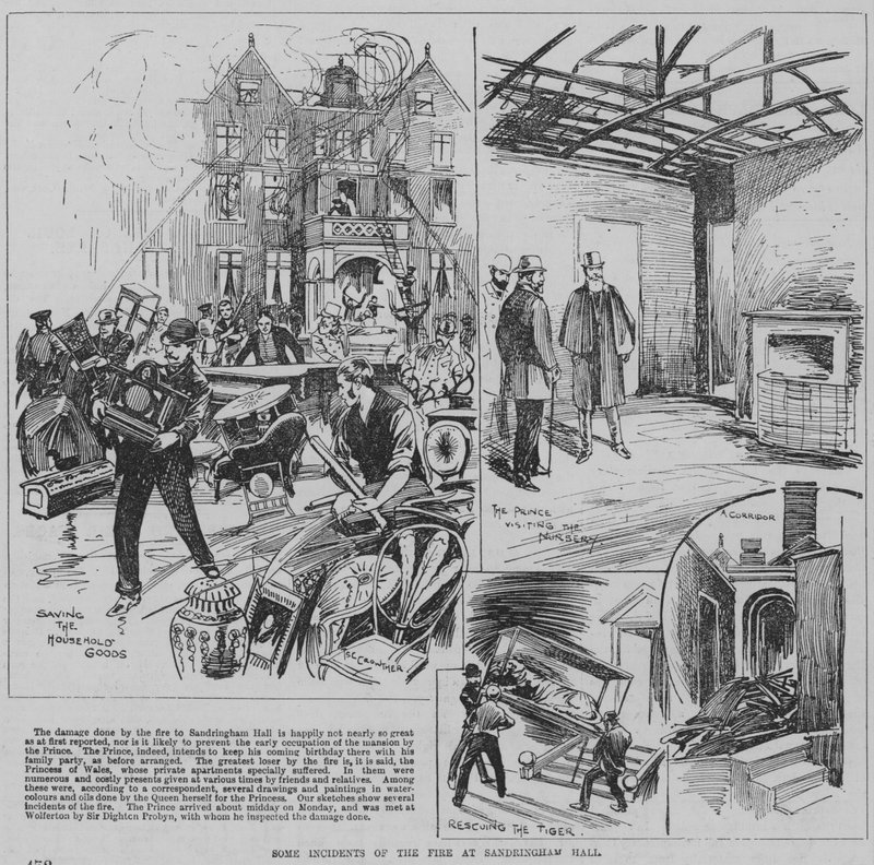 Scenes from the fire at Sandringham, Norfolk by English School