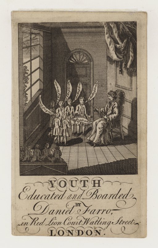 Daniel Farro School, trade card by English School