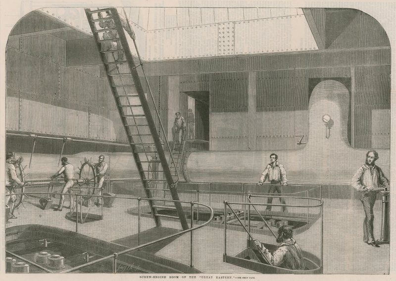 Screw engine room of the Great Eastern by English School