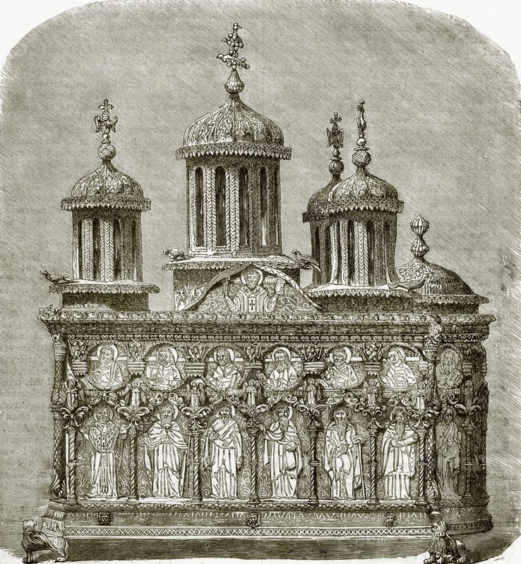 Sculptured Cabinet in the Treasury of Karyes by English School