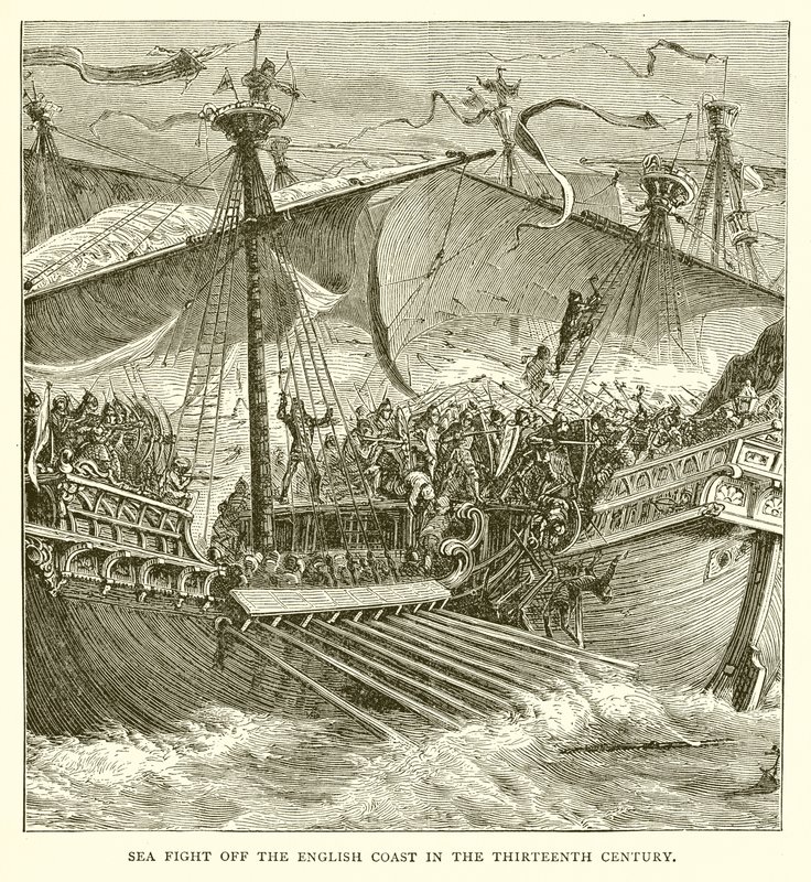 Sea Fight Off the English Coast in the Thirteenth Century by English School