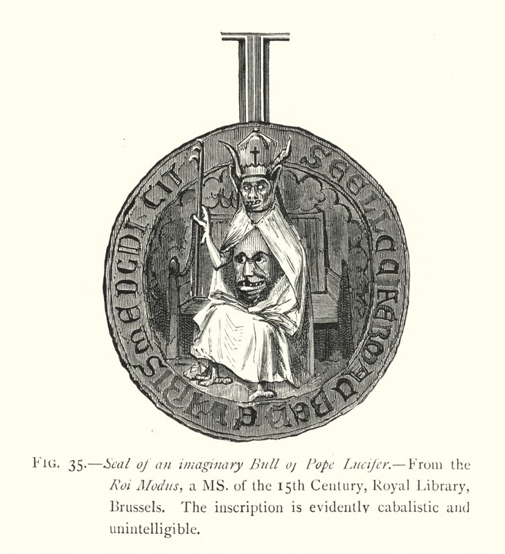 Seal of an Imaginary Bull of Pope Lucifer by English School