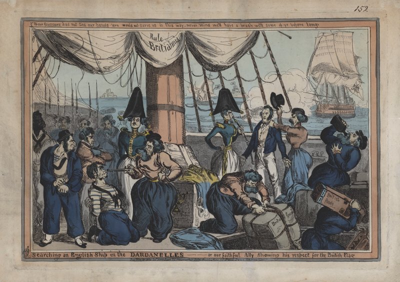 Searching a British ship in the Dardanelles, or our faithful ally showing his respect for the British flag by English School