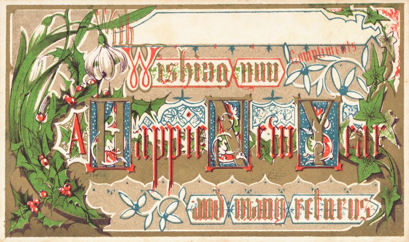 Seasonal Flowers, New Year Card by English School