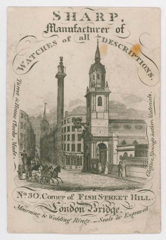 Sharp, Manufacturer of Watches, Trade Card by English School