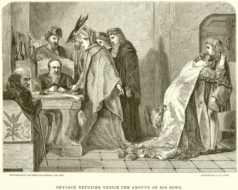 Shylock Refusing Thrice the Amount of His Bond by English School