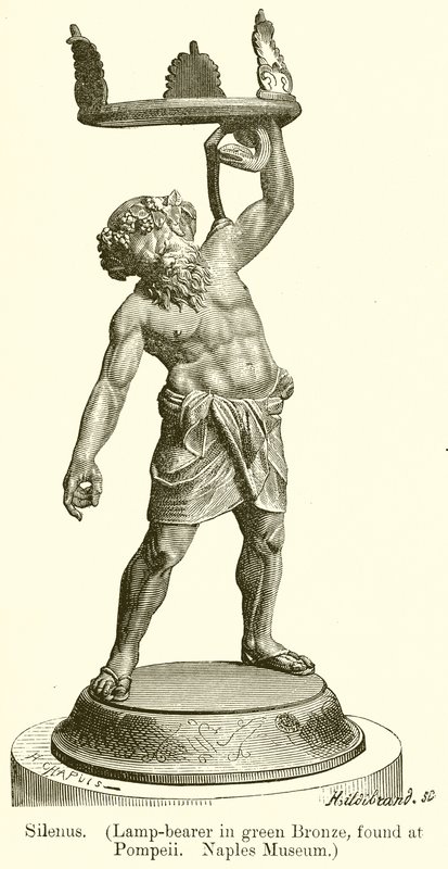 Silenus (Lamp-Bearer in Green Bronze, Found at Pompeii, Naples Museum) by English School