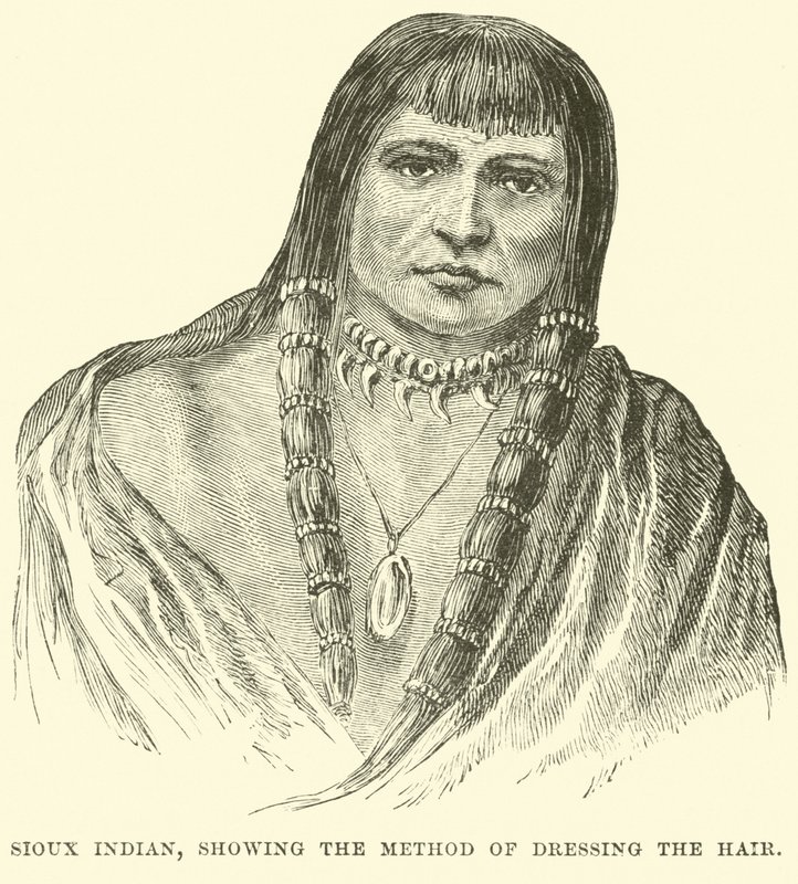Sioux Indian, showing the method of dressing the hair by English School
