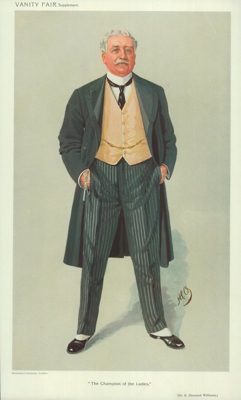 Sir A. Osmond Williams, The Champion of the Ladies, 1 December 1909, Vanity Fair Cartoon by English School