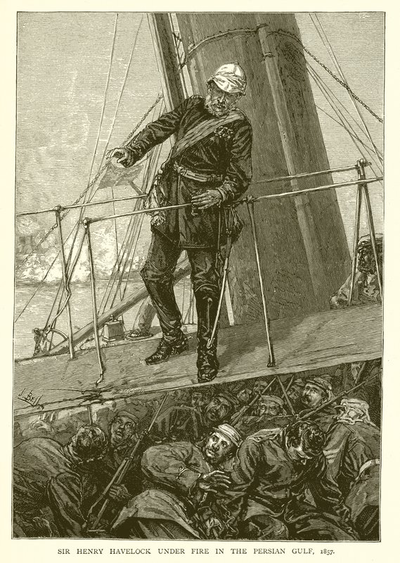 Sir Henry Havelock under Fire in the Persian Gulf, 1857 by English School