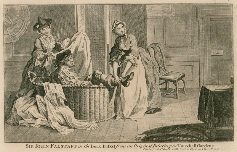 Sir John Falstaff in the Buck Basket from an Original Painting in the Vauxhall Gardens, London by English School