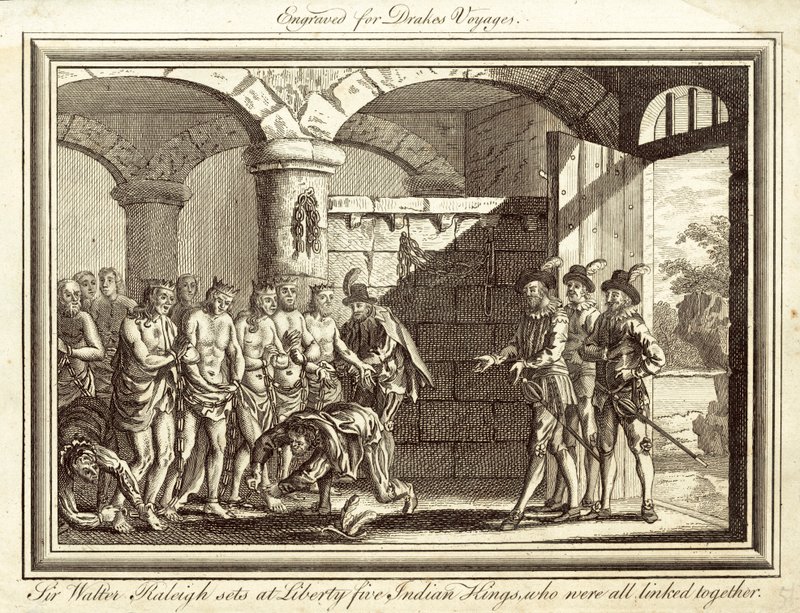 Sir Walter Raleigh Sets at Liberty Five Indian Kings by English School