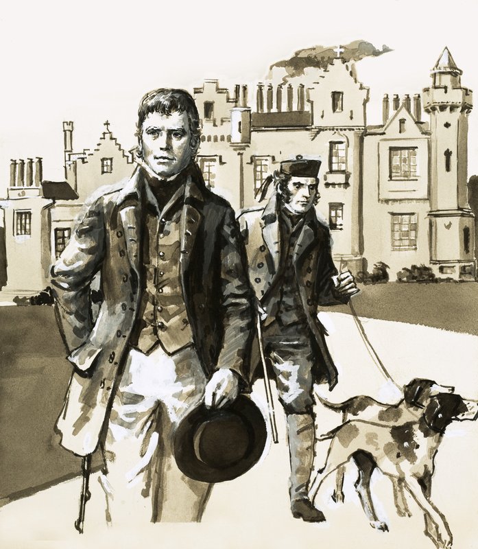 Sir Walter Scott Walking with Tom Purdie by English School