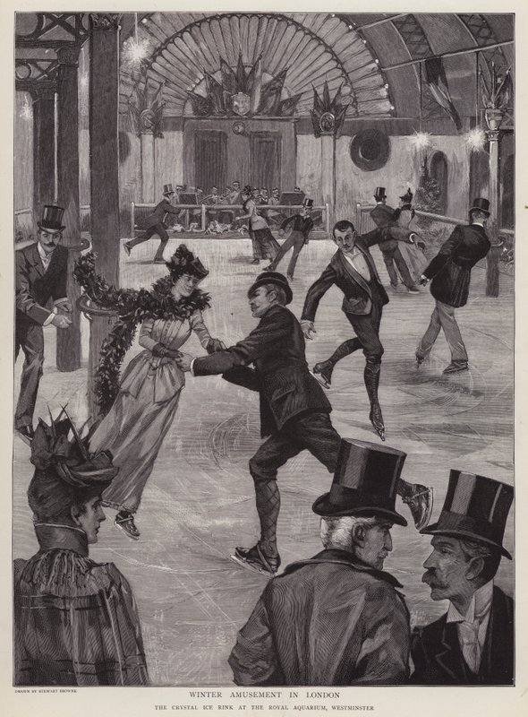 Skating at the Crystal Ice Rink at the Royal Aquarium, Westminster, London by English School