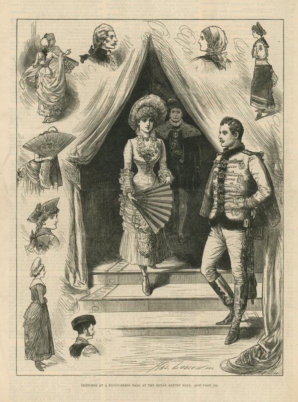 Sketches at a Fancy Dress Ball at the Royal Albert Hall by English School