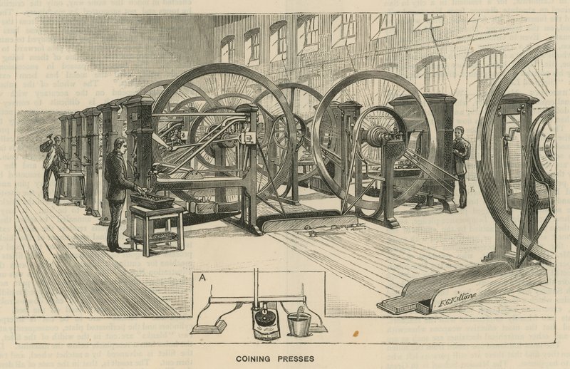 Sketches at the Royal Mint, Tower Hill; Coining Presses by English School
