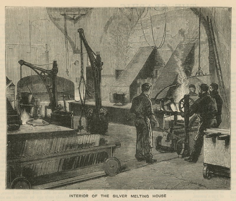 Sketches at the Royal Mint, Tower Hill; Interior of the Silver Melting House by English School